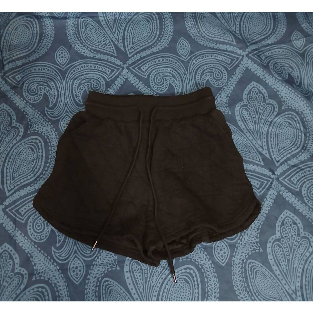 Entro womens small sweat shorts hi waist black quilted drawstring - Picture 2 of 8
